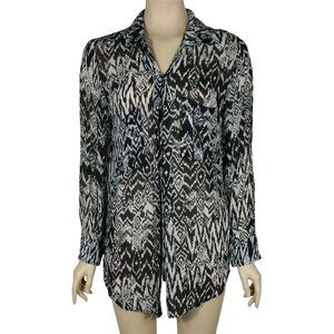 IRO Semi Sheer Printed Black White Shirt Top Button Up 34 2